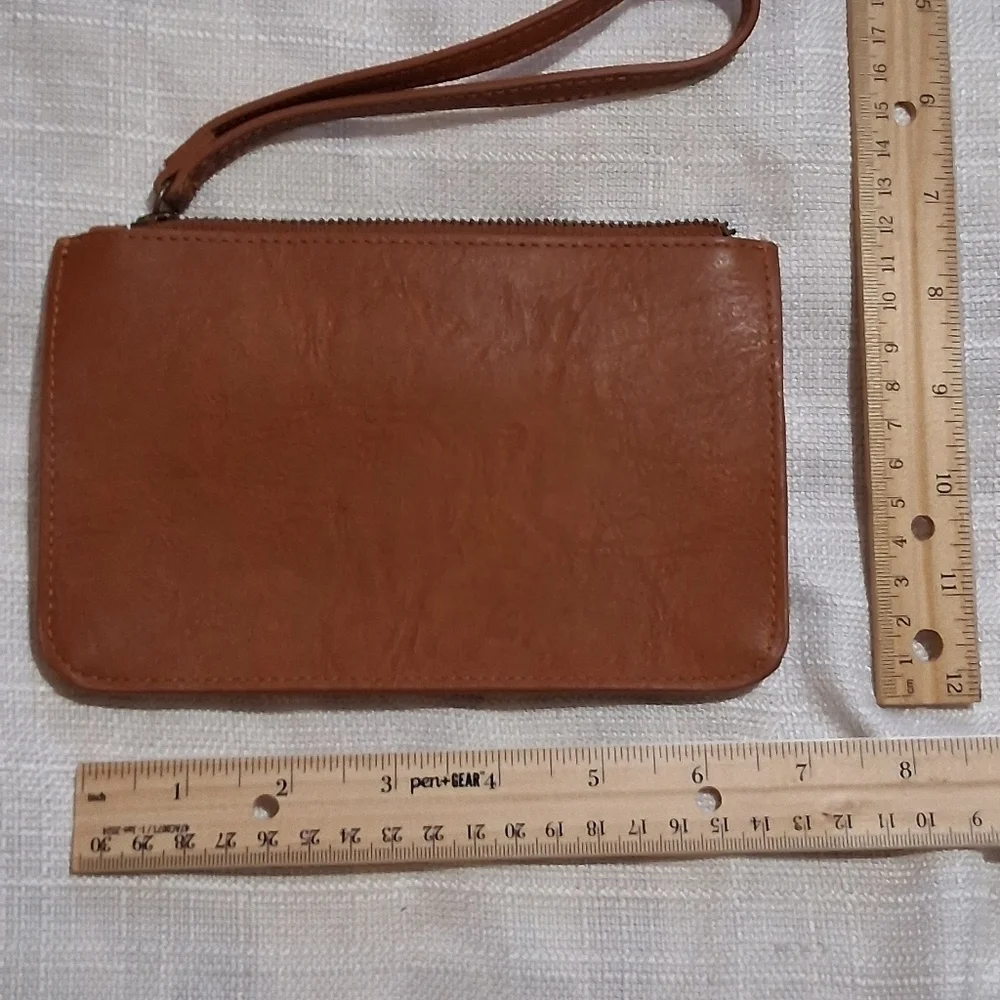 Tan Leather Wristlet